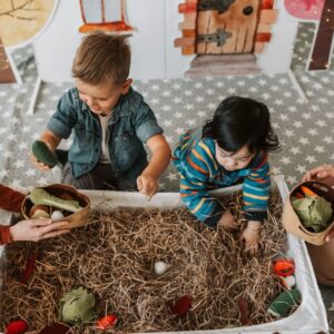 Children digging through dirt